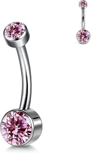 XUU G23 Titanium Belly Button Rings, Black & Silver – 14G Internally Threaded Navel Piercing Jewelry – 10mm & 12mm Barbells with 7 Colors CZ Crystal – Hypoallergenic Jewelry in Saudi Arabia