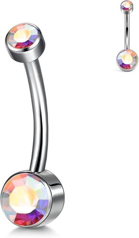 XUU G23 Titanium Belly Button Rings, Black & Silver – 14G Internally Threaded Navel Piercing Jewelry – 10mm & 12mm Barbells with 7 Colors CZ Crystal – Hypoallergenic Jewelry in Saudi Arabia