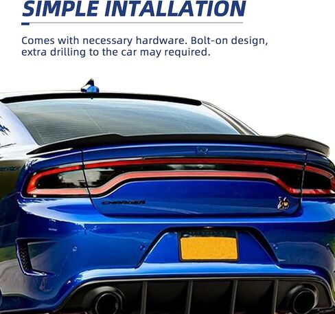 سبويلر خلفي متوافق مع شاحن 2011-2022 GT/RT/SE/SRT/SXT ذو 4 أبواب سيدان طراز Hellcat طراز Hellcat الخلفي وجناح الشفاه ذو ذيل البط باللون الأسود غير اللامع in Kuwait