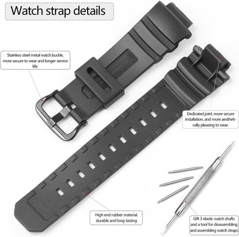 Ruuber Replacement Band Compatible with Casio G Shock AWG-M100 AWGM100B AW-590 G-7700 Watch Strap 10273059 Resin Bracelet in Kuwait