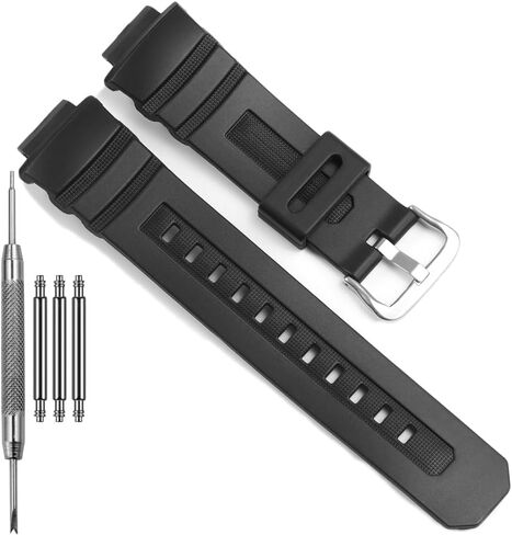 Ruuber Replacement Band Compatible with Casio G Shock AWG-M100 AWGM100B AW-590 G-7700 Watch Strap 10273059 Resin Bracelet in Kuwait