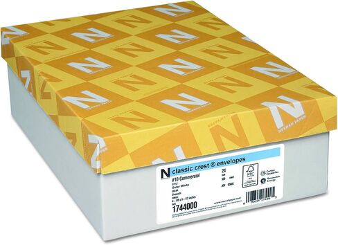 ورق Neenah 1744000 Classic Crest #10 مظروف، 4 1/8 × 9 1/2، أبيض شمسي (صندوق من 500) in Saudi Arabia