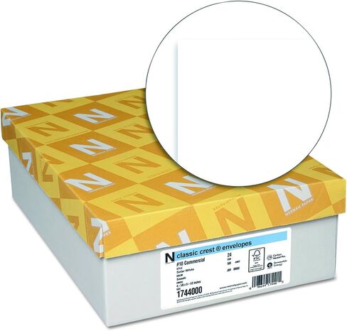 ورق Neenah 1744000 Classic Crest #10 مظروف، 4 1/8 × 9 1/2، أبيض شمسي (صندوق من 500) in Saudi Arabia