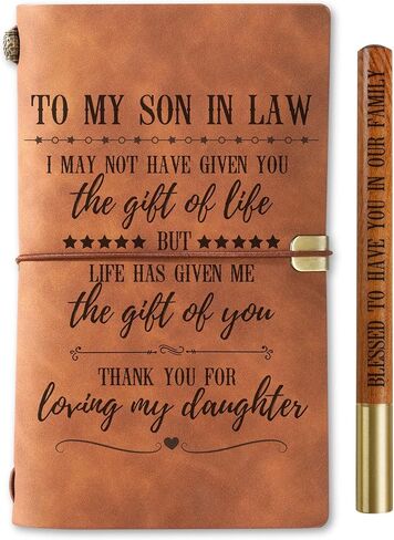 InnoBeta Son in Law Gifts, Journal Notebook with Pen, Refillable Sketchbook, Travel Diary, Lined Planner, 7x5 Inches, Brown in Saudi Arabia