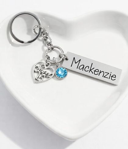 Personalized Sweet 16 Keychain Gift for Girls – Custom Name & Birthstone Charm – 16th Birthday Keepsake for Daughter, Niece or Teen Girl in Saudi Arabia