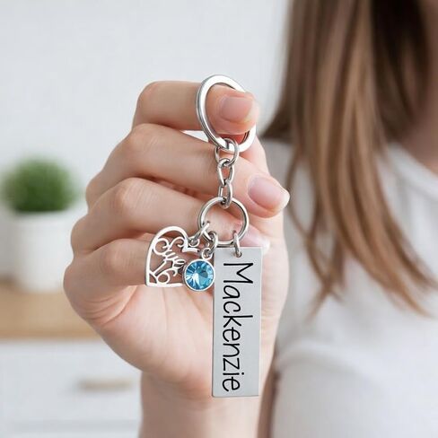 Personalized Sweet 16 Keychain Gift for Girls – Custom Name & Birthstone Charm – 16th Birthday Keepsake for Daughter, Niece or Teen Girl in Saudi Arabia