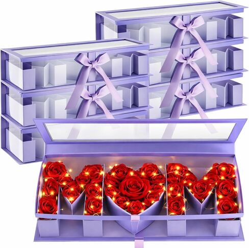 6 قطع من صندوق هدايا زهرة الأم على شكل حرف قابل للتعبئة مع بطانة بلاستيكية، صندوق هدايا زهور فارغ مع نافذة شفافة، صناديق فراولة لعيد الأم لتغليف حلوى الشوكولاتة، ترتيبات DIY in Kuwait