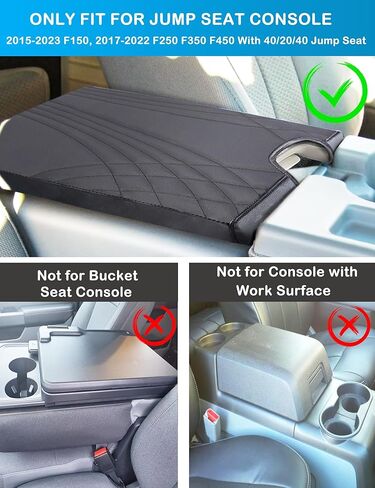 Center Console Armrest Cover Compatible with 2015-2025 F150, 2017-2025 F250 F350 F450 with 40 20 40 Jump Seat, Black Leather Armrest Cover Center Console Cushion in Saudi Arabia