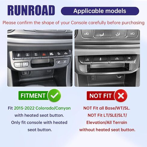 صينية تنظيم وحدة التحكم المركزية من RUNROAD متوافقة مع ملحقات Chevy Colorado/GMC Canyon 2015-2022، وحدة تحكم صينية درج مسند الذراع لـ Colorado Canyon Z71 ZR2 Denali حامل العملات المعدنية في المقصورة السرية in Kuwait