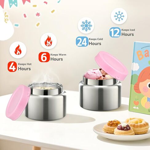 Magical Fantasy Lunch Box Set for Kids - 12oz Insulated Food Jar, Thermal Bag & Leakproof Bento Containers with Cutlery (BPA Free)-Ages 3-10 (Pink-Gradient) in Saudi Arabia