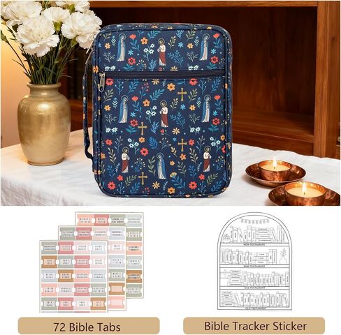 Bible Cover Case for Men Women, with Bible Tabs & Reading Tracker, Padded Cover with Handle & Pockets for Accessories in Kuwait