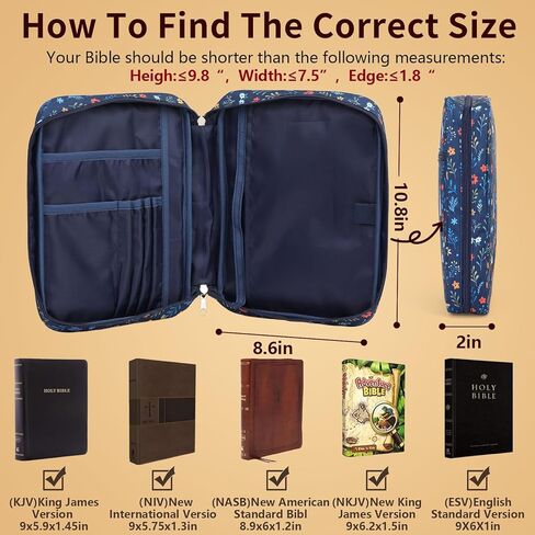 Bible Cover Case for Men Women, with Bible Tabs & Reading Tracker, Padded Cover with Handle & Pockets for Accessories in Kuwait