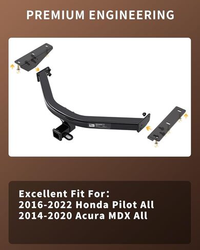 Class 3 Trailer Hitch with 2-Inch Receiver, Fits 2016–2022 Honda Pilot & 2014–2020 Acura MDX | 6,000 lbs GTW / 900 lbs TW | 8,000 lbs WD Capacity | Heavy-Duty Carbon Steel, Modular Bolt-On in Saudi Arabia