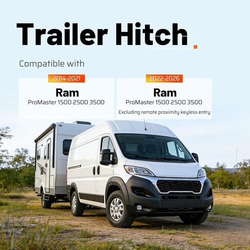 وصلة سحب مقطورة من الفئة 3، جهاز استقبال 2 بوصة متوافق مع 2014-2021 Ram ProMaster 1500 2500 3500 2022-2026 Ram ProMaster 1500 2500 3500 (باستثناء الدخول بدون مفتاح القرب عن بعد) in Saudi Arabia