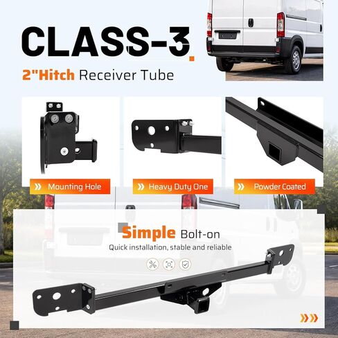 وصلة سحب مقطورة من الفئة 3، جهاز استقبال 2 بوصة متوافق مع 2014-2021 Ram ProMaster 1500 2500 3500 2022-2026 Ram ProMaster 1500 2500 3500 (باستثناء الدخول بدون مفتاح القرب عن بعد) in Saudi Arabia