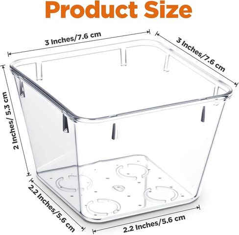 24 Pcs Clear Plastic Drawer Organizer Set, 3 x 3 x 2 Inch Stackable Storage Bins Dividers for Makeup, Office, Kitchen, Bathroom Organization in Saudi Arabia