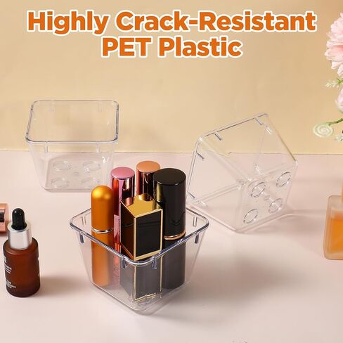 24 Pcs Clear Plastic Drawer Organizer Set, 3 x 3 x 2 Inch Stackable Storage Bins Dividers for Makeup, Office, Kitchen, Bathroom Organization in Saudi Arabia