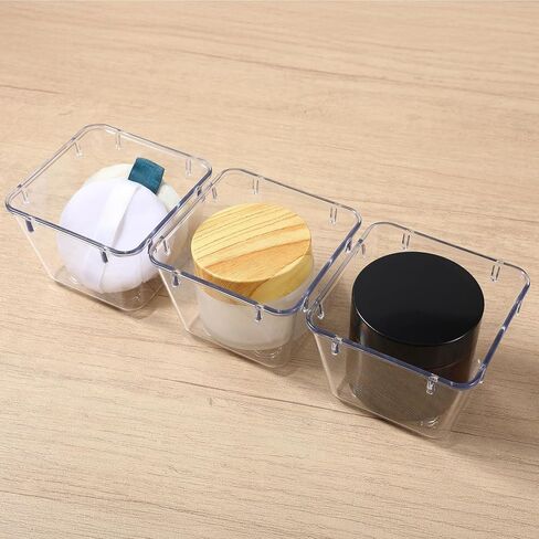 24 Pcs Clear Plastic Drawer Organizer Set, 3 x 3 x 2 Inch Stackable Storage Bins Dividers for Makeup, Office, Kitchen, Bathroom Organization in Saudi Arabia