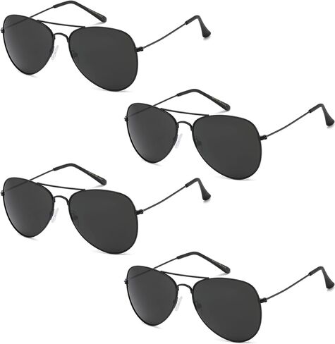نظارات شمسية أفياتور للرجال والنساء - حماية 100% من الأشعة فوق البنفسجية كلاسيك بايلوت أفياتور للرجال - مجموعة نظارات شمسية مكونة من 4 قطع in Kuwait