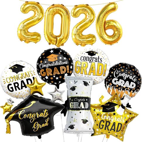 KatchOn, 2024 Graduation Balloons Set - Pack 11 | Big, 28 Inch, Graduation Cap Balloon | Gold 2024 Balloons, Graduation Decorations Class of 2024 | Congrats Grad Balloon, Graduation Party Decorations in Saudi Arabia