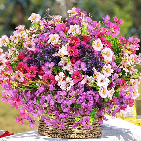 Artificial Flowers for Outdoor, UV Resistant Realistic Fake Flowers and Faux Plants for Indoor Outdoor, Garden Patio Porch Window Box Decor All Year (20pcs - Mixed Color) in Saudi Arabia