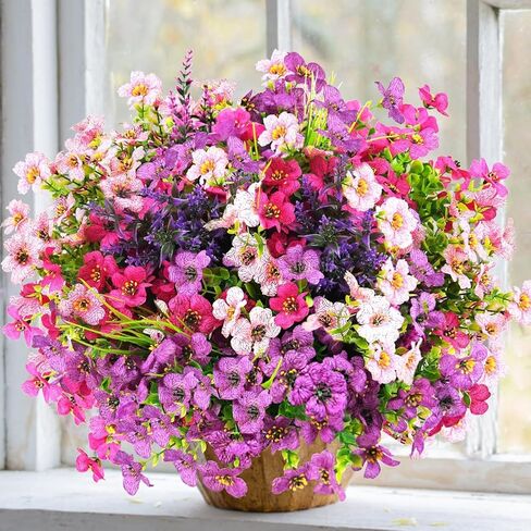 Artificial Flowers for Outdoor, UV Resistant Realistic Fake Flowers and Faux Plants for Indoor Outdoor, Garden Patio Porch Window Box Decor All Year (20pcs - Mixed Color) in Saudi Arabia