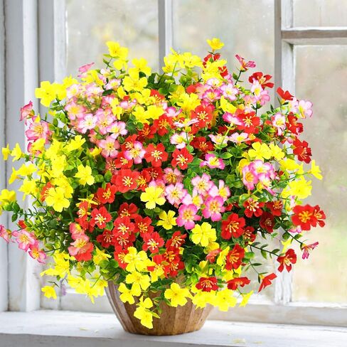 Artificial Flowers for Outdoor, UV Resistant Realistic Fake Flowers and Faux Plants for Indoor Outdoor, Garden Patio Porch Window Box Decor All Year (20pcs - Mixed Color) in Saudi Arabia