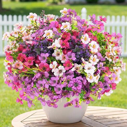 Artificial Flowers for Outdoor, UV Resistant Realistic Fake Flowers and Faux Plants for Indoor Outdoor, Garden Patio Porch Window Box Decor All Year (20pcs - Mixed Color) in Saudi Arabia