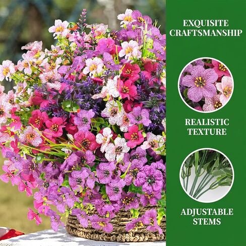 Artificial Flowers for Outdoor, UV Resistant Realistic Fake Flowers and Faux Plants for Indoor Outdoor, Garden Patio Porch Window Box Decor All Year (20pcs - Mixed Color) in Saudi Arabia