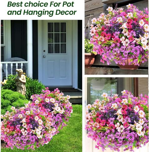 Artificial Flowers for Outdoor, UV Resistant Realistic Fake Flowers and Faux Plants for Indoor Outdoor, Garden Patio Porch Window Box Decor All Year (20pcs - Mixed Color) in Saudi Arabia