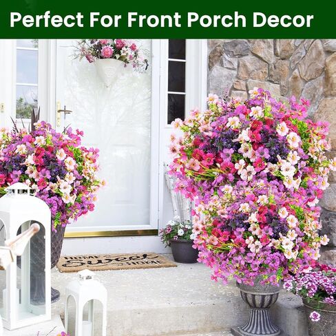 Artificial Flowers for Outdoor, UV Resistant Realistic Fake Flowers and Faux Plants for Indoor Outdoor, Garden Patio Porch Window Box Decor All Year (20pcs - Mixed Color) in Saudi Arabia
