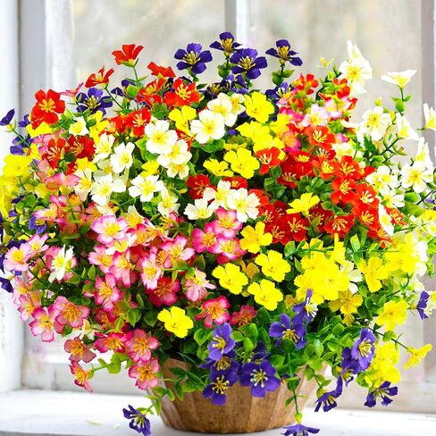 Artificial Flowers for Outdoor, UV Resistant Realistic Fake Flowers and Faux Plants for Indoor Outdoor, Garden Patio Porch Window Box Decor All Year (20pcs - Mixed Color) in Saudi Arabia