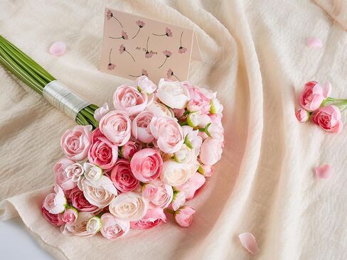 Ranunculus Artificial Flower Pink Faux Silk Mini Peony Flowers Fake Peonies Wedding Flowers DIY Bouquet for Centerpieces Arrangements Bridal Shower Decorations 15 Pcs in Saudi Arabia