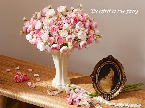 Ranunculus Artificial Flower Pink Faux Silk Mini Peony Flowers Fake Peonies Wedding Flowers DIY Bouquet for Centerpieces Arrangements Bridal Shower Decorations 15 Pcs in Saudi Arabia