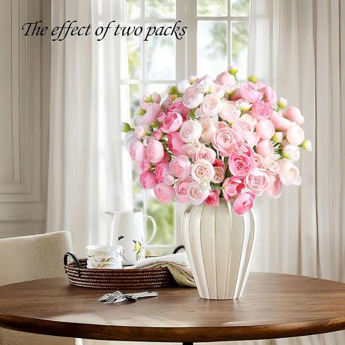 Ranunculus Artificial Flower Pink Faux Silk Mini Peony Flowers Fake Peonies Wedding Flowers DIY Bouquet for Centerpieces Arrangements Bridal Shower Decorations 15 Pcs in Saudi Arabia