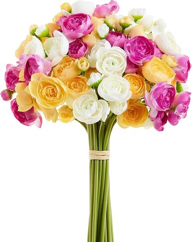 Ranunculus Artificial Flower Pink Faux Silk Mini Peony Flowers Fake Peonies Wedding Flowers DIY Bouquet for Centerpieces Arrangements Bridal Shower Decorations 15 Pcs in Saudi Arabia