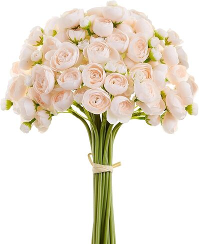 Ranunculus Artificial Flower Pink Faux Silk Mini Peony Flowers Fake Peonies Wedding Flowers DIY Bouquet for Centerpieces Arrangements Bridal Shower Decorations 15 Pcs in Saudi Arabia