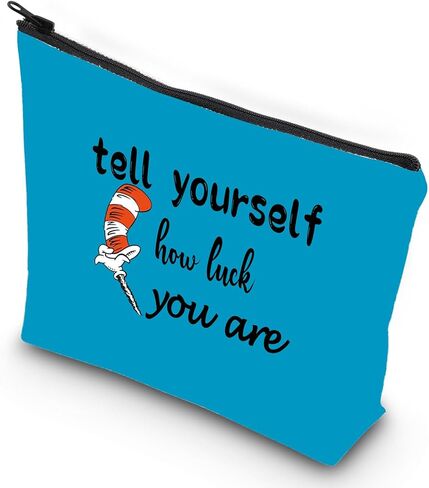 G2TUP Musical Inspired Broadway Cosmetic Bag Seuss Hat Makeup Bag Tell Yourself How Lucky You Are (Tell Yourself) in Saudi Arabia