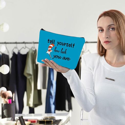 G2TUP Musical Inspired Broadway Cosmetic Bag Seuss Hat Makeup Bag Tell Yourself How Lucky You Are (Tell Yourself) in Saudi Arabia