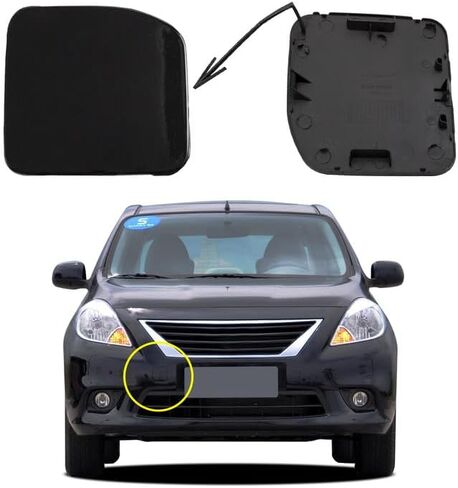 Car Front Bumper Tow Hook Cover Compatible with Nissan Versa Sedan 2015 2016 2017 2018 Trailer Cover Cap 622A0-9KM0H 622A09KM0H Small Lid Towing Eye Cap Black Right Side in Saudi Arabia