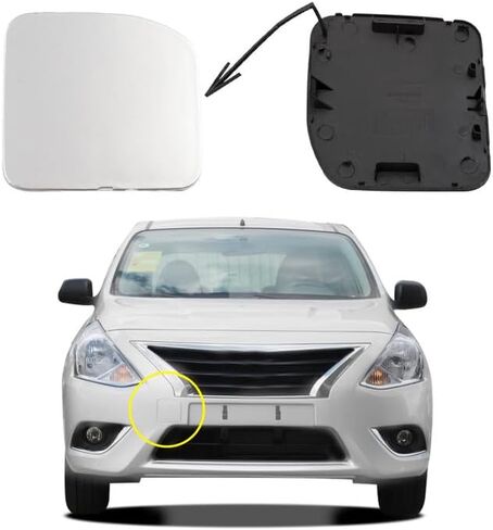 غطاء خطاف سحب المصد الأمامي للسيارة متوافق مع Nissan Versa Sedan 2015 2016 2017 2018 غطاء غطاء المقطورة 622A0-9KM0H 622A09KM0H غطاء صغير لقطر العين أسود الجانب الأيمن in Saudi Arabia