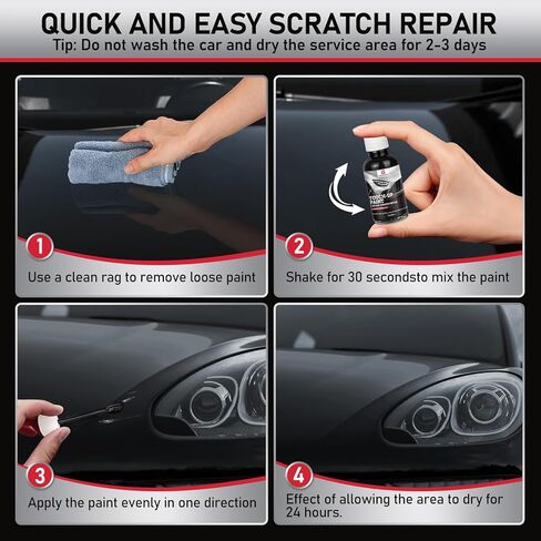 طلاء أسود للسيارات، لون دقيق لطلاء السيارة، إصلاح خدوش السيارات الاحترافي، مزيل خدوش تلقائي يدوم طويلاً، سريع الجفاف وسهل الاستخدام، 1.5oz in Kuwait