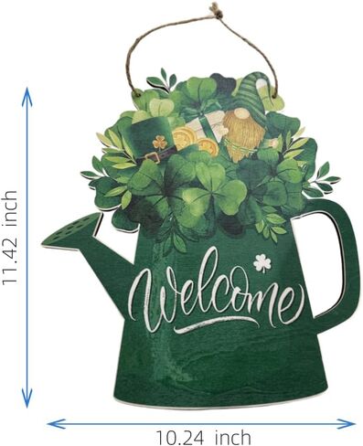 ديكورات يوم القديس باتريك في الأماكن المغلقة، علامة باب إكليل شامروك معلقة، علامة ترحيب خشبية إكليل عيد القديس باتريك، ديكور أيرلندي لديكورات الربيع، ديكور جدار مارس للمنزل والمكتب والشرفة in Kuwait