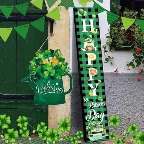 ديكورات يوم القديس باتريك في الأماكن المغلقة، علامة باب إكليل شامروك معلقة، علامة ترحيب خشبية إكليل عيد القديس باتريك، ديكور أيرلندي لديكورات الربيع، ديكور جدار مارس للمنزل والمكتب والشرفة in Kuwait