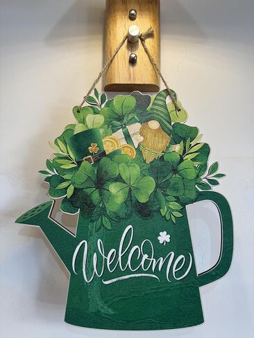 ديكورات يوم القديس باتريك في الأماكن المغلقة، علامة باب إكليل شامروك معلقة، علامة ترحيب خشبية إكليل عيد القديس باتريك، ديكور أيرلندي لديكورات الربيع، ديكور جدار مارس للمنزل والمكتب والشرفة in Kuwait