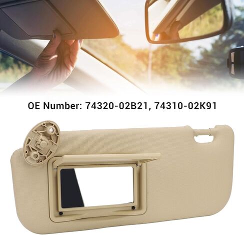Sun Visor Front Left Driver Side Beige Sun Shielding Visor for Vehicle Enhanced Safety in Saudi Arabia