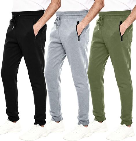 بنطلون رياضي رجالي بجيوب، 3 قطع من السراويل الرياضية الصوفية غير الرسمية للرجال مع رباط in Kuwait