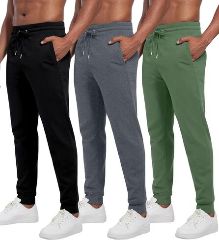 بنطلون رياضي رجالي بجيوب، 3 قطع من السراويل الرياضية الصوفية غير الرسمية للرجال مع رباط in Kuwait
