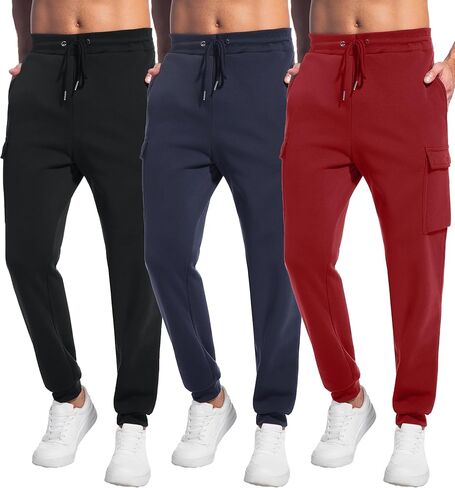بنطلون رياضي رجالي بجيوب، 3 قطع من السراويل الرياضية الصوفية غير الرسمية للرجال مع رباط in Kuwait