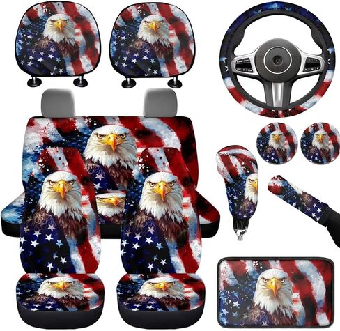 خمر الفيل مقعد السيارة الخلفي واقية المقعد الأمامي 14 قطعة اكسسوارات السيارات الداخلية مجموعة الحيوان طباعة غطاء عجلة القيادة العالمي مسند الرأس يغطي مسند الذراع وسادة غطاء عالمي صالح in Kuwait